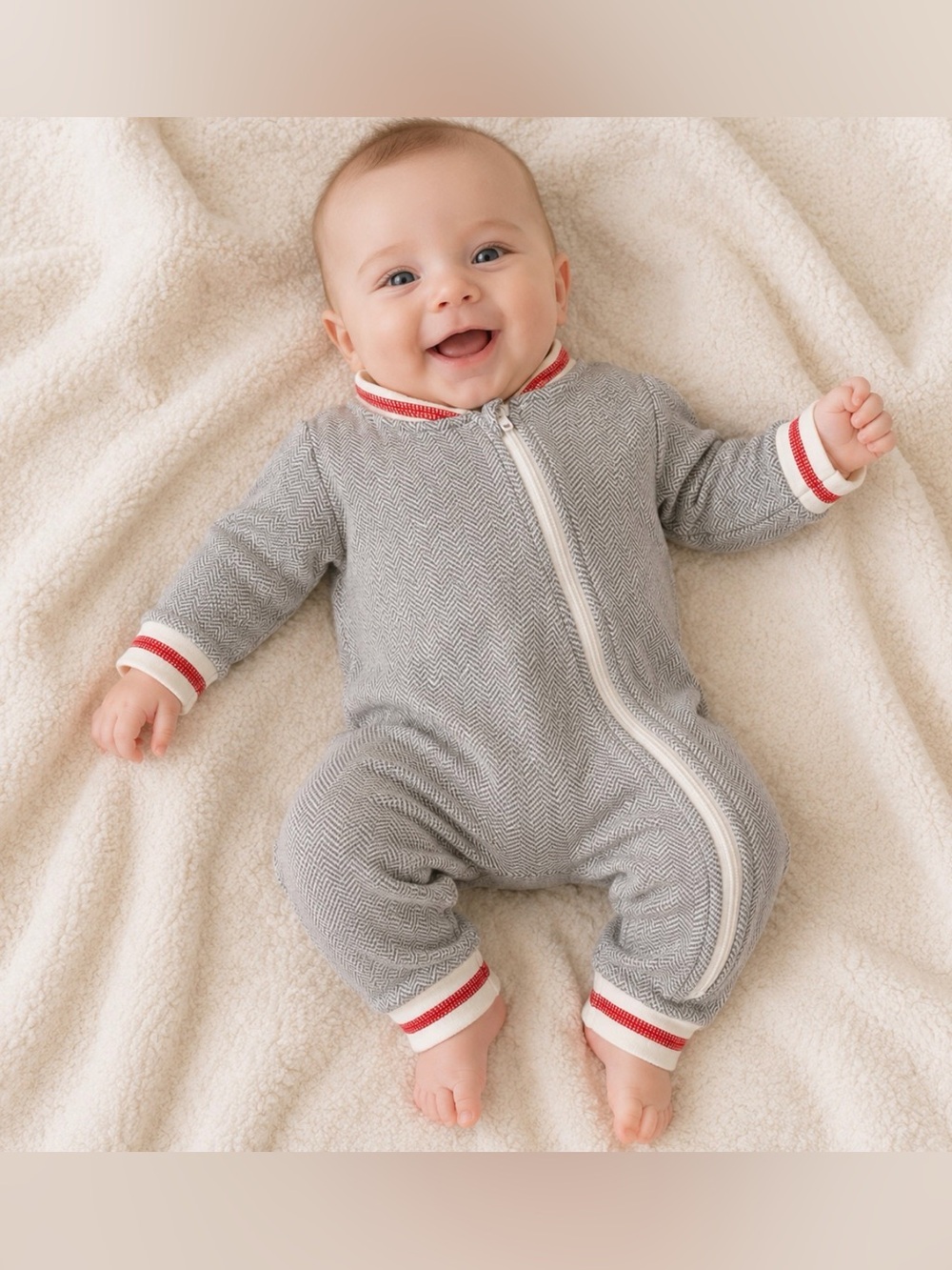 Juddlies 🍼 Organic Cotton Herringbone Baby Sleeper Romper Playsuit 0-3M